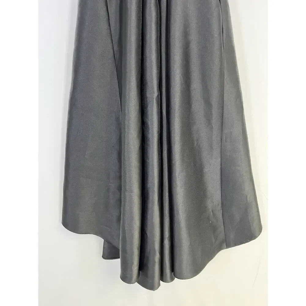 Alfred Sung Black Sleeveless Satin Twill Jewel Neck Dress Gown Womens 4 - Picture 7 of 11